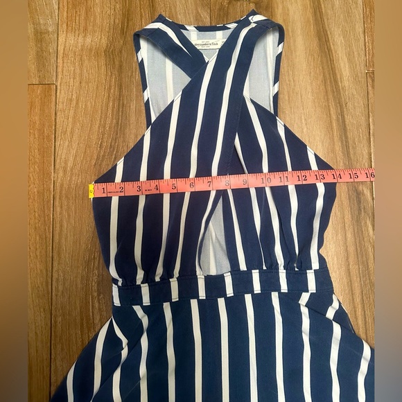 Abercrombie & Fitch XS Halter Dress Navy Blue Striped A Line Mini Women’s Summer - Picture 6 of 9